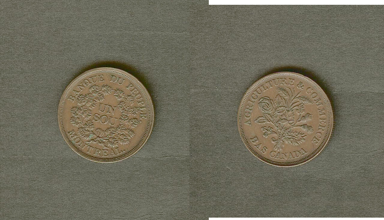Canada Lower Canada token 1 sou Montreal 1838 AU/Unc